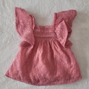 🧸2/20$ cupcakes & cashmere Pink Lace Kids Toddler Blouse Size 18M Ruffles